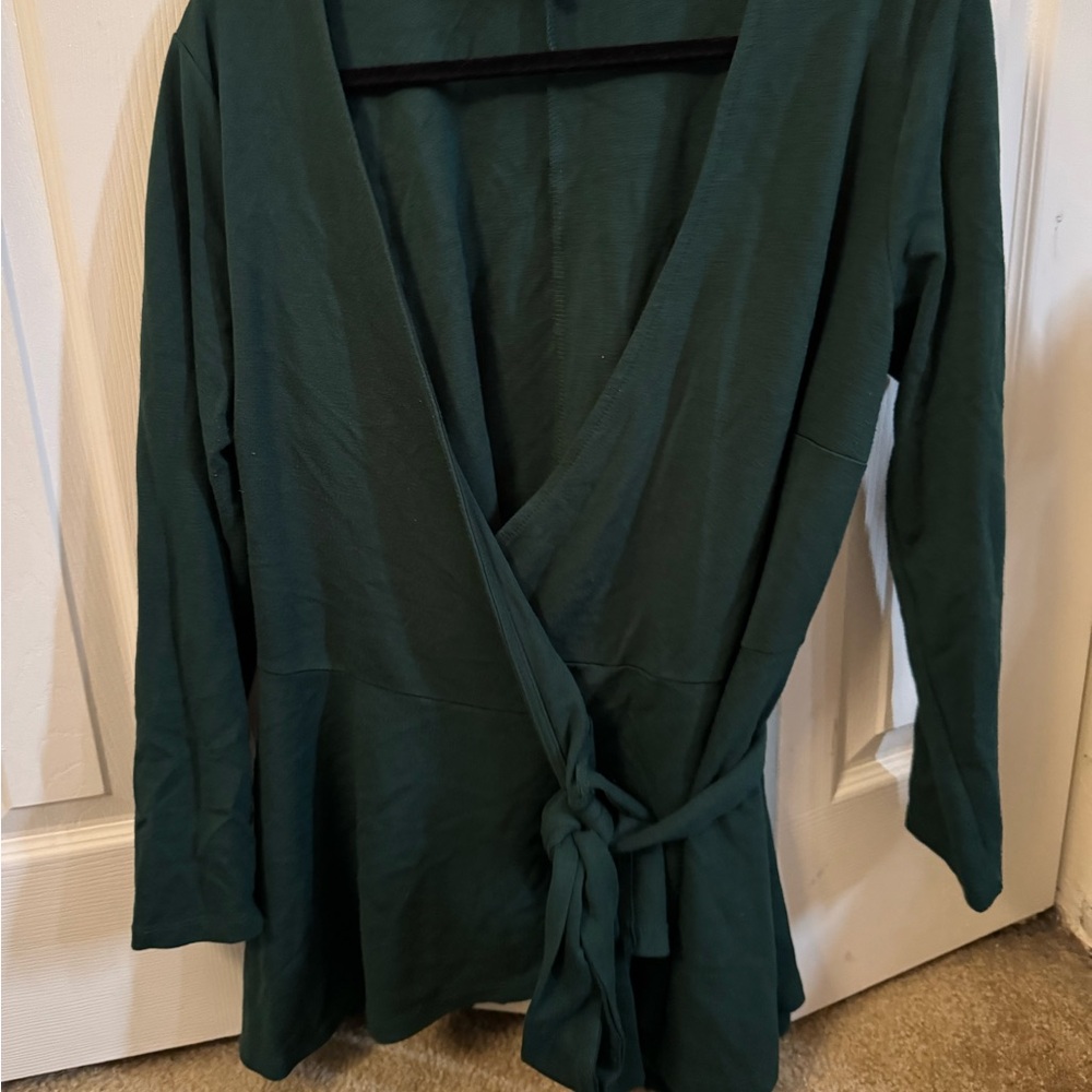 Eloquii Forest Green Wrap Blouse